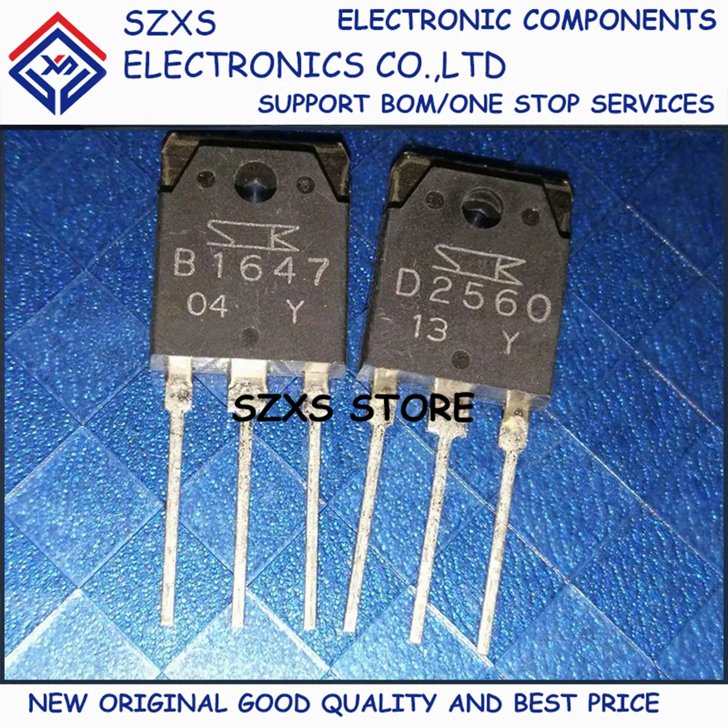 New Original 5Pairs 2SB1647 B1647 + 2SD2560 D2560 TO-3P Audio Amplifier Transistor In Stock Electronic Components Good Quality
New Original 5Pairs 2SB1647 B1647 + 2SD2560 D2560 TO-3P Audio Amplifier Transistor In Stock Electronic Components Good Quality