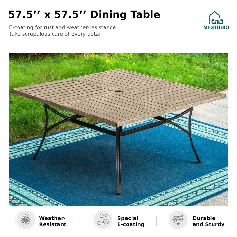 57.5" Square Metal Outdoor Dining Table, Large Patio Furniture 8 Person Table with 1.57" Umbrella Hole for, Customized
57.5" Square Metal Outdoor Dining Table, Large Patio Furniture 8 Person Table with 1.57" Umbrella Hole for, Customized