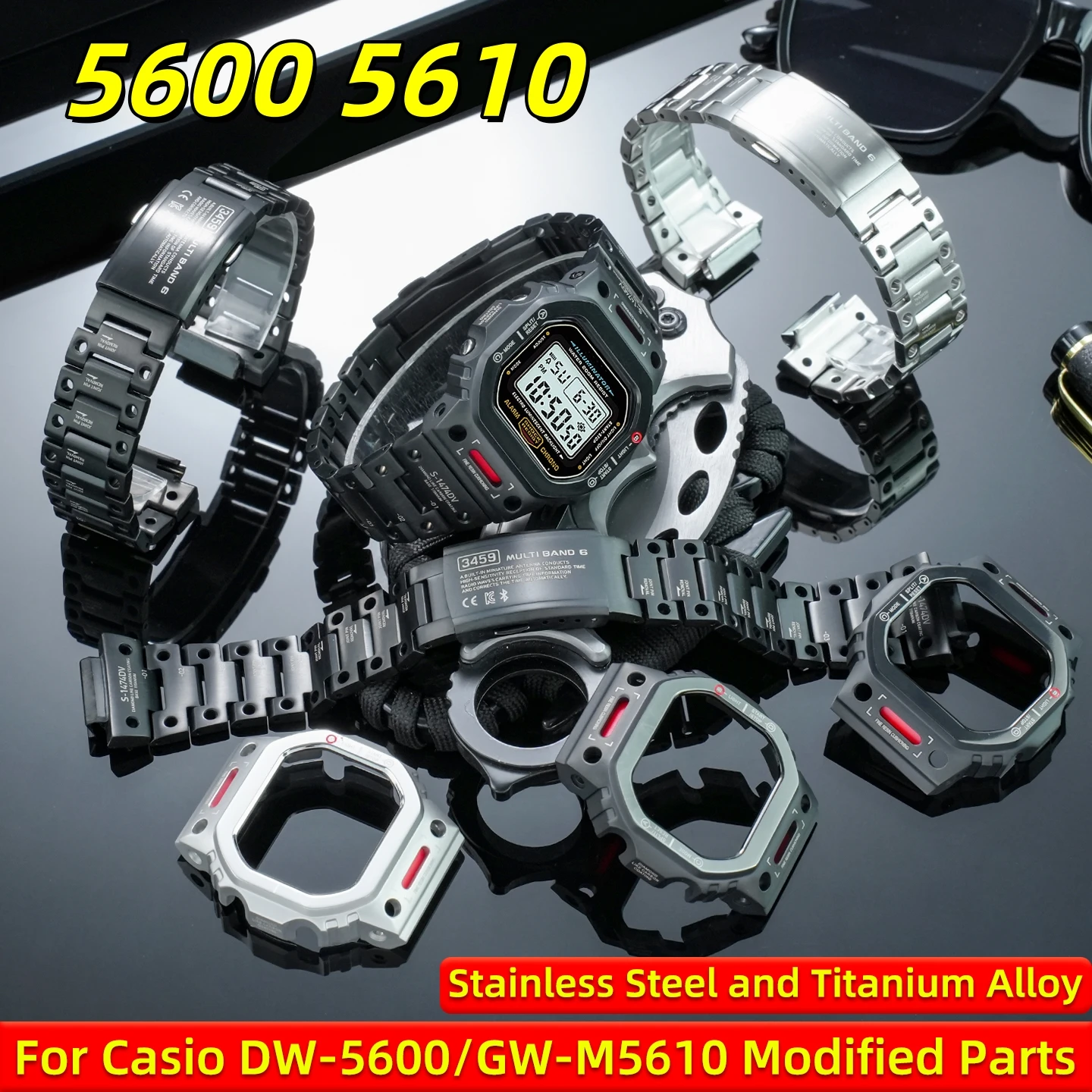 For Casio G-Shock DW-5600 GW-M5610 Mecha Style Modification Watch Case Band Set Stainless Steel/Titanium Alloy Mod Kit accessory
For Casio G-Shock DW-5600 GW-M5610 Mecha Style Modification Watch Case Band Set Stainless Steel/Titanium Alloy Mod Kit accessory