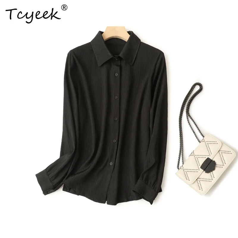 Tcyeek 93% Mulberry Silk 7% Spandex Spring Summer Thin POLO Collar Long Sleeved Loose Solid Color Women's Shirts Женская Одежда
Tcyeek 93% Mulberry Silk 7% Spandex Spring Summer Thin POLO Collar Long Sleeved Loose Solid Color Women's Shirts Женская Одежда