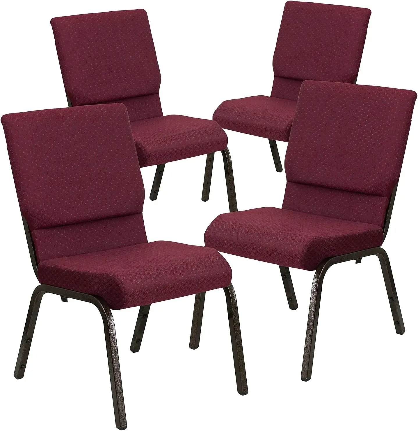 4 Pack Hercules Series 18.5''W Stachurch Chair In Burgundy Patterned Fabric - Gold Vein Frame
4 Pack Hercules Series 18.5''W Stachurch Chair In Burgundy Patterned Fabric - Gold Vein Frame