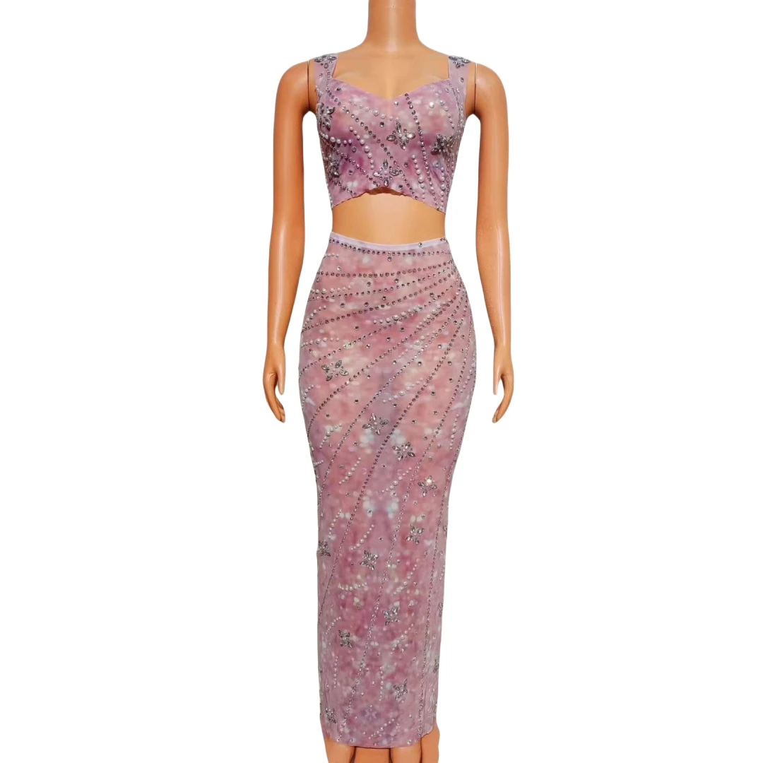 Stretch 2 Pcs Set Skirts For Women Sleeveless Rhinestone Pearl Dressy Goddess Senior Photoshoot Props Summer Bodycon Stage Wear
Stretch 2 Pcs Set Skirts For Women Sleeveless Rhinestone Pearl Dressy Goddess Senior Photoshoot Props Summer Bodycon Stage Wear