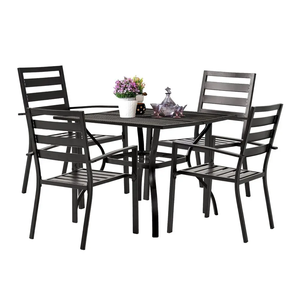 5Piece Outdoor Dining Set, Metal Patio Dining Set for 4, Square Dining Table with Umbrella Hole amp 4 Patio Chairs for Porch, B
5Piece Outdoor Dining Set, Metal Patio Dining Set for 4, Square Dining Table with Umbrella Hole amp 4 Patio Chairs for Porch, B