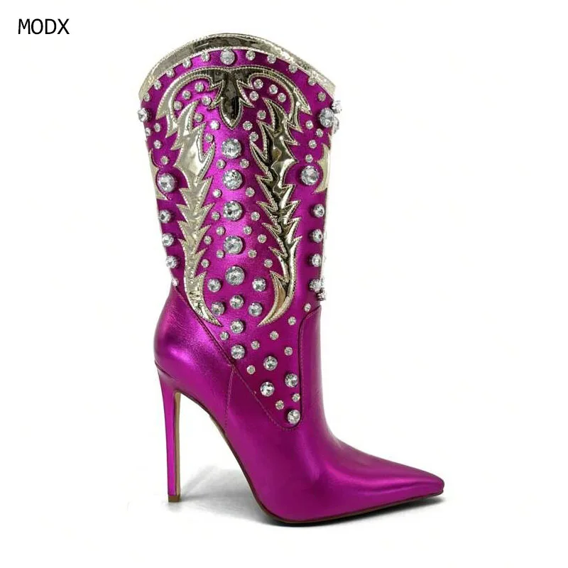 2025 Cowgirl Rhinestone Western Mid-Calf Boots For Woman Thin Mid Heel Pull-On Pointed Toe Retro Cowboy Boots 44
2025 Cowgirl Rhinestone Western Mid-Calf Boots For Woman Thin Mid Heel Pull-On Pointed Toe Retro Cowboy Boots 44