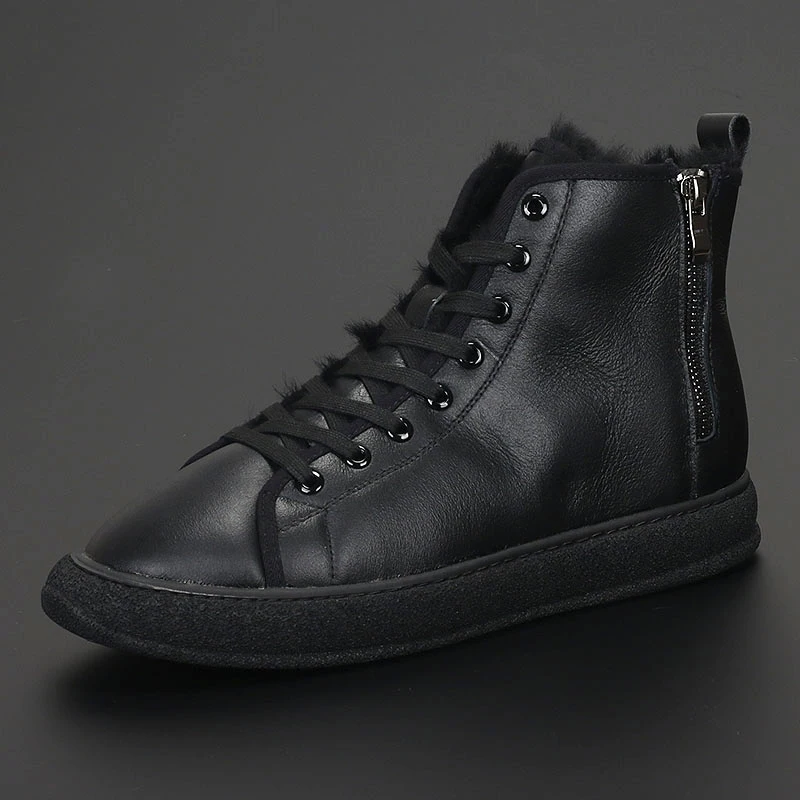 Winter Warm Men's Boots Black Thick Soled Wear-resistant Fur Integrated Snow Boots Fashion Casual and Fleece Men's Ankle Boots
Winter Warm Men's Boots Black Thick Soled Wear-resistant Fur Integrated Snow Boots Fashion Casual and Fleece Men's Ankle Boots