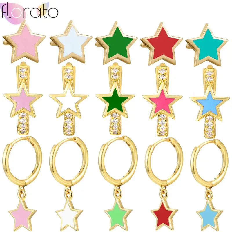 925 Sterling Silver Ear Needle Classic Enamel Epoxy Colorful Five-pointed Star Pendant Earrings Women's Everyday Casual Jewelry
925 Sterling Silver Ear Needle Classic Enamel Epoxy Colorful Five-pointed Star Pendant Earrings Women's Everyday Casual Jewelry