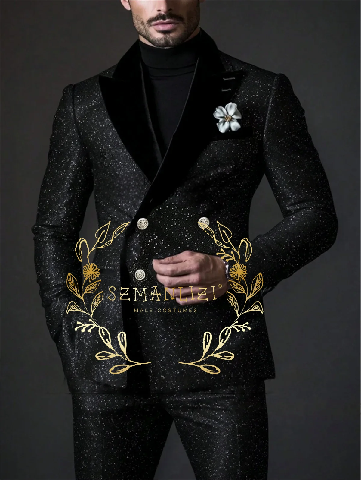 Handsome Men's Suit 2-piece Shiny Black Double Breasted Wedding Groom Tuxedos Elegant Formal Outfit Custom Blazer Pants Men
Handsome Men's Suit 2-piece Shiny Black Double Breasted Wedding Groom Tuxedos Elegant Formal Outfit Custom Blazer Pants Men