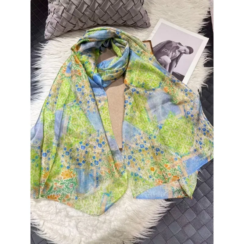 Lightweight 100% Mulberry Silk Scarf for Women Oblong Shawl Neck Scarf Beach Wrap Headscarf Gift Pack Light Green Floral Print
Lightweight 100% Mulberry Silk Scarf for Women Oblong Shawl Neck Scarf Beach Wrap Headscarf Gift Pack Light Green Floral Print