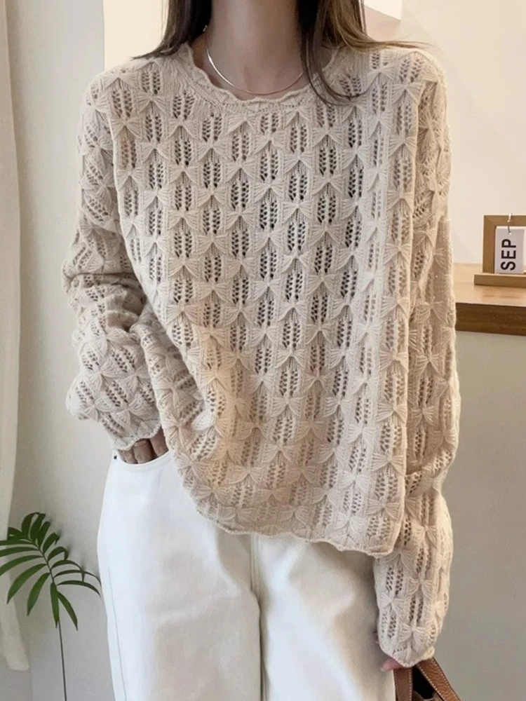 Женский модный осенний топ: ажурный вязаный свитер с круглым вырезом, свободный крой, в корейском стиле, базовый слой
Женский модный осенний топ: ажурный вязаный свитер с круглым вырезом, свободный крой, в корейском стиле, базовый слой