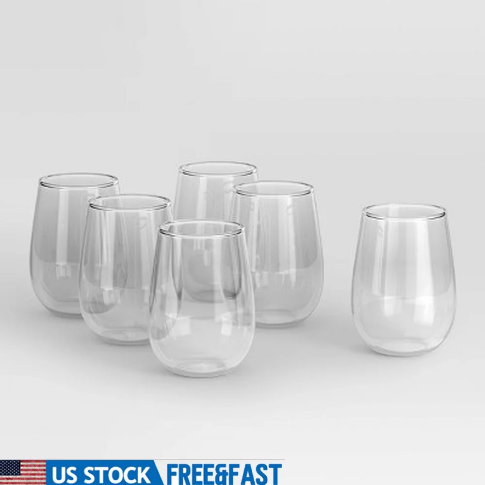 15oz Stemless Wine Glass Set 6pk Dishwasher Safe Transparent Glasses Perfect Red White Sparkling Wine Cold Beverages
15oz Stemless Wine Glass Set 6pk Dishwasher Safe Transparent Glasses Perfect Red White Sparkling Wine Cold Beverages