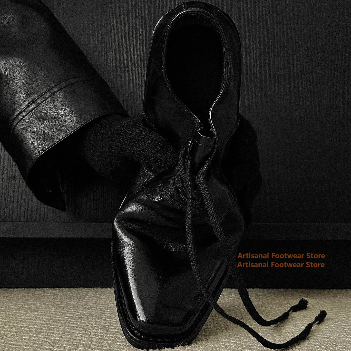 Men's Vintage Wrinkled Black Leather Low-Heel Oxford Shoes Square-Toe Lace-Up Casual Dress Shoes Trendy Handmade Men's Shoes
Men's Vintage Wrinkled Black Leather Low-Heel Oxford Shoes Square-Toe Lace-Up Casual Dress Shoes Trendy Handmade Men's Shoes