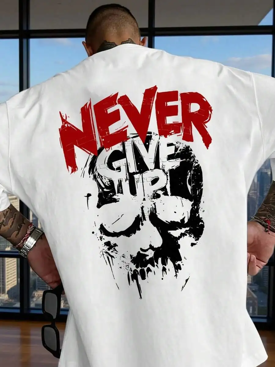 Mens Gothic Streetwear T-Shirt With Skull Slogan Print Loose Fit Crew Neck Summer
Mens Gothic Streetwear T-Shirt With Skull Slogan Print Loose Fit Crew Neck Summer