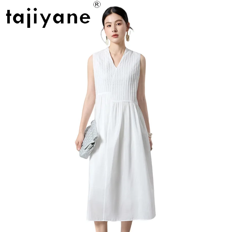 TAJIYANE 72.8% Cotton 27.2% Mulberry Silk White Dresses for Women V-Neck Midi Dress Casual Summer Dress 2026 Woman Clothes 원피스
TAJIYANE 72.8% Cotton 27.2% Mulberry Silk White Dresses for Women V-Neck Midi Dress Casual Summer Dress 2026 Woman Clothes 원피스
