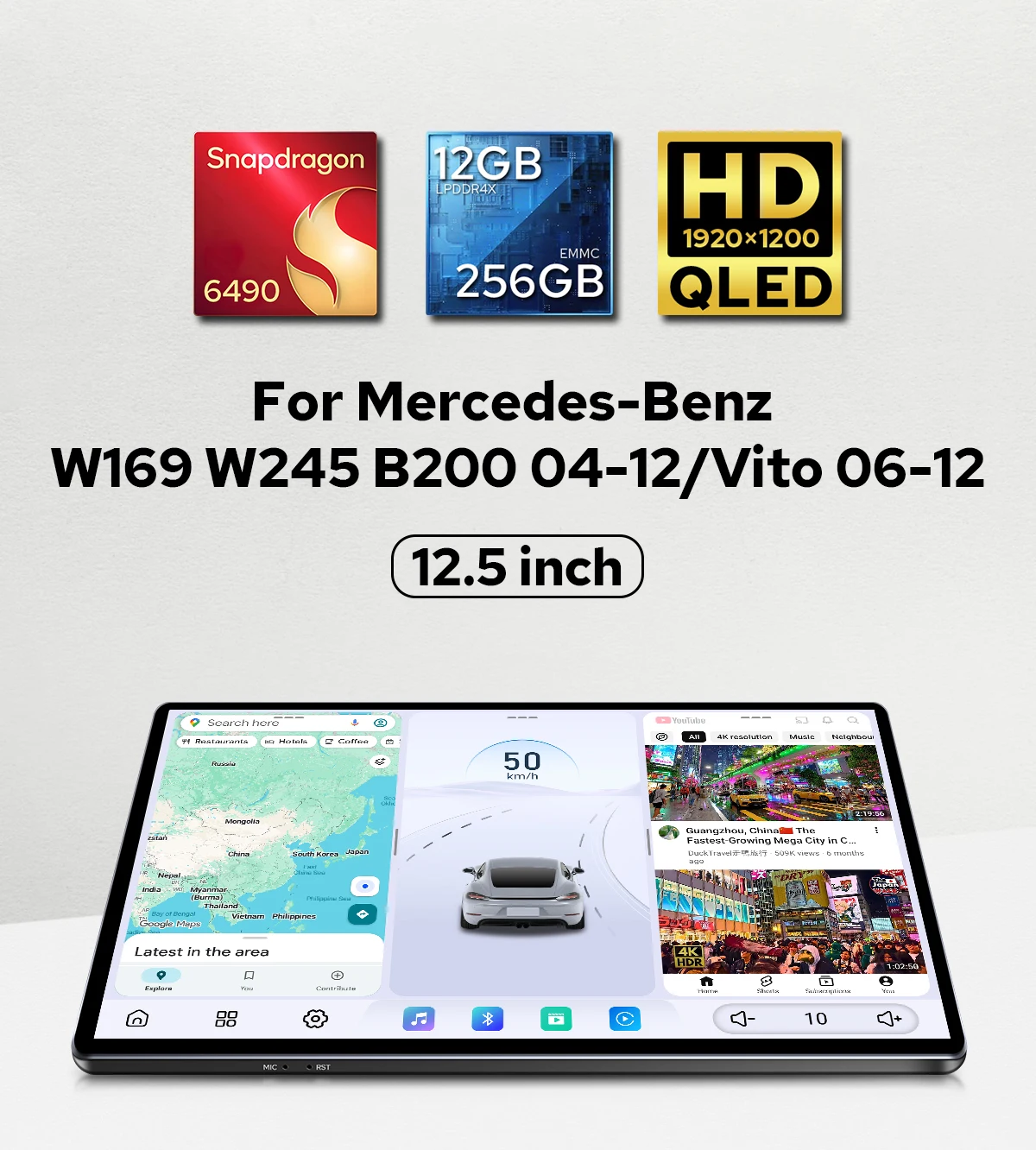 12.5" QLED Android Car Stereo for Mercedes-Benz W169 W245 B200 Vito 2006-2012 CarPlay Android Auto 12GB+256GB 1920x1200 HDMI
12.5" QLED Android Car Stereo for Mercedes-Benz W169 W245 B200 Vito 2006-2012 CarPlay Android Auto 12GB+256GB 1920x1200 HDMI
