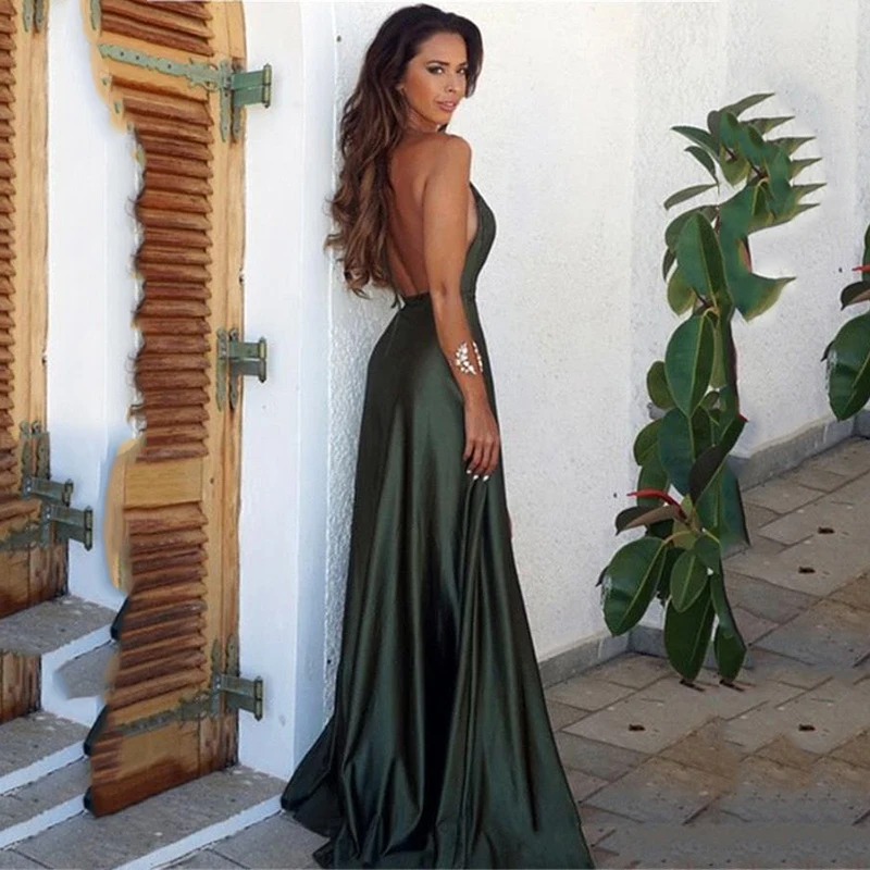 Sexy Backless Mermaid Evening Dresses Long Spaghetti Strap V-neck Special Occasion Simple Satin Prom Gown with High Split
Sexy Backless Mermaid Evening Dresses Long Spaghetti Strap V-neck Special Occasion Simple Satin Prom Gown with High Split