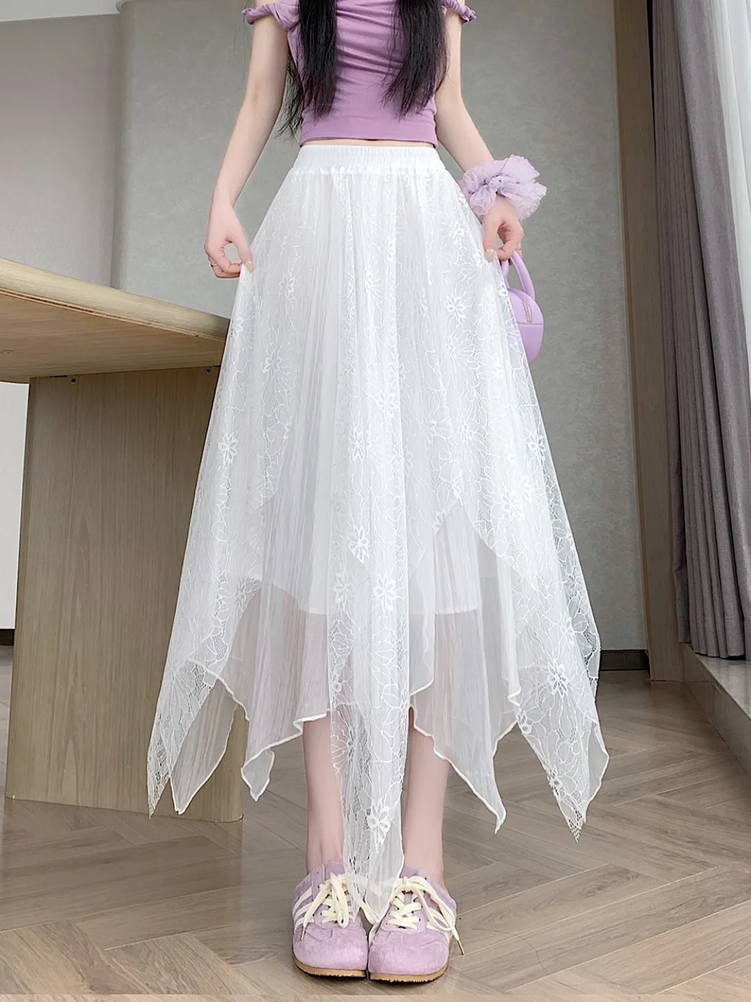 Sweet Gentle Style Asymmetrical Lace Splicing Half-length Skirt Women Summer Slimming Tulle A-line Long Skirt Comfortable Sof...
Sweet Gentle Style Asymmetrical Lace Splicing Half-length Skirt Women Summer Slimming Tulle A-line Long Skirt Comfortable Sof...