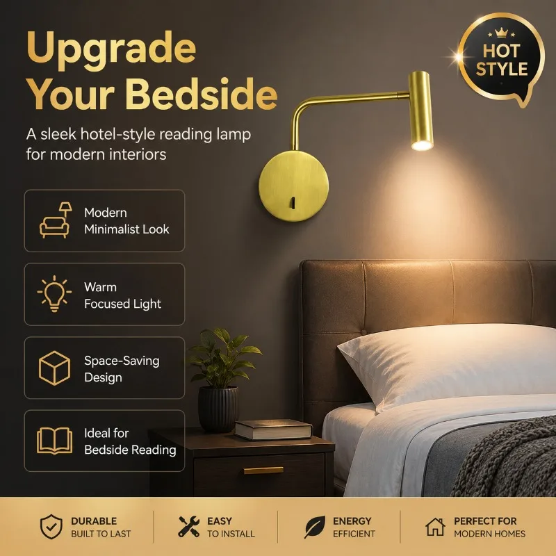 Creative and Minimalist Hotel Bedroom Especially Wall Lamp Circular Aluminum Golden Rotatable LED Reading Bedside Wall Lamp
Creative and Minimalist Hotel Bedroom Especially Wall Lamp Circular Aluminum Golden Rotatable LED Reading Bedside Wall Lamp