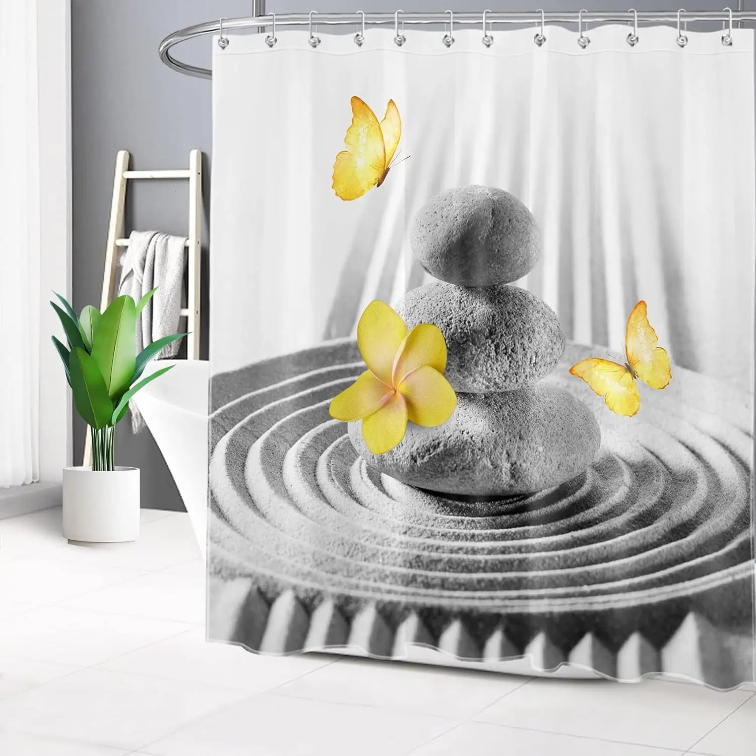 Zen Shower Curtain Zen Stone Spa Bathroom Curtain Yellow Floral Butterfly Shower Curtains for Bathroom Grey Bathroom Decor with
Zen Shower Curtain Zen Stone Spa Bathroom Curtain Yellow Floral Butterfly Shower Curtains for Bathroom Grey Bathroom Decor with