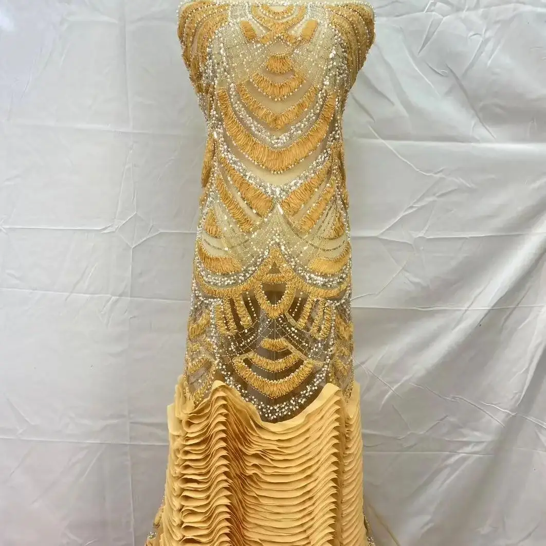 Africa Nigerian Beaded French Mesh Lace With Sequins High Quality 2025 Embroidery Lace Sequins Lace For Wedding Dresses Women
Africa Nigerian Beaded French Mesh Lace With Sequins High Quality 2025 Embroidery Lace Sequins Lace For Wedding Dresses Women