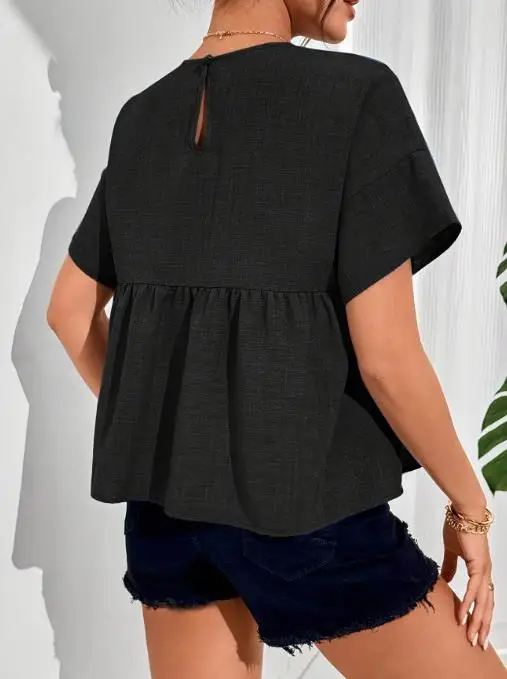 2025 Style Casual A-Line Sleeved T-Shirt Top Round Neck Solid Color Short Sleeved Mushroom Button Shirt Solid Color Cute Girl
2025 Style Casual A-Line Sleeved T-Shirt Top Round Neck Solid Color Short Sleeved Mushroom Button Shirt Solid Color Cute Girl