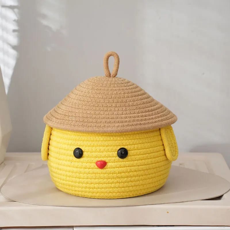 Cotton Rope Woven Storage Box with Cover Household Living Room Cartoon Table Desktop Organization Bedside Key Storage Basket
Cotton Rope Woven Storage Box with Cover Household Living Room Cartoon Table Desktop Organization Bedside Key Storage Basket