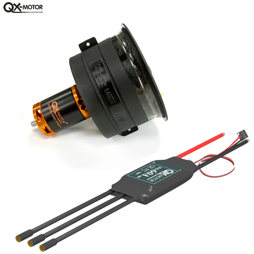 QX-MOTOR QF2822 64MM EDF 12 Blades Ducted Fan With 2100KV 2300KV 3300KV 4300KV Brushless Motor and 60A / 80A ESC
QX-MOTOR QF2822 64MM EDF 12 Blades Ducted Fan With 2100KV 2300KV 3300KV 4300KV Brushless Motor and 60A / 80A ESC