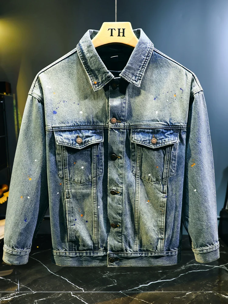 Retro American Sle Men's Denim Jaet Loose Fit Casual Workwear Coat Waed Lapel Casual Faion Autumn 2025
Retro American Sle Men's Denim Jaet Loose Fit Casual Workwear Coat Waed Lapel Casual Faion Autumn 2025