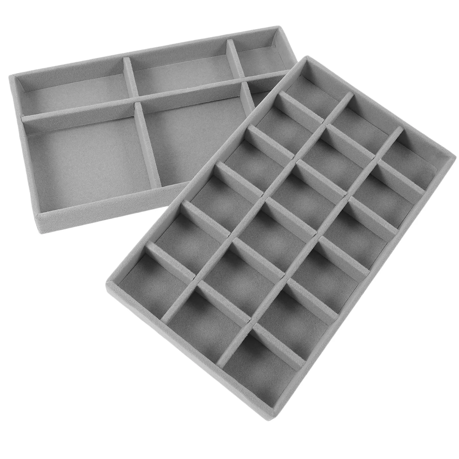 2Pcs Jewelry Tray Organizer Flocking Surface Drawer Storage Tray Display for Rings Earrings Necklaces Bracelets Jewelry Holder
2Pcs Jewelry Tray Organizer Flocking Surface Drawer Storage Tray Display for Rings Earrings Necklaces Bracelets Jewelry Holder