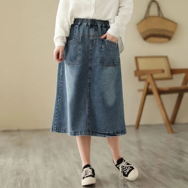Spring Summer Denim Skirt Women High Waist Long A-LINE Skirts Office Lady Retro Simple Denim Blue Jean Skirt For Woman Clothes
Spring Summer Denim Skirt Women High Waist Long A-LINE Skirts Office Lady Retro Simple Denim Blue Jean Skirt For Woman Clothes