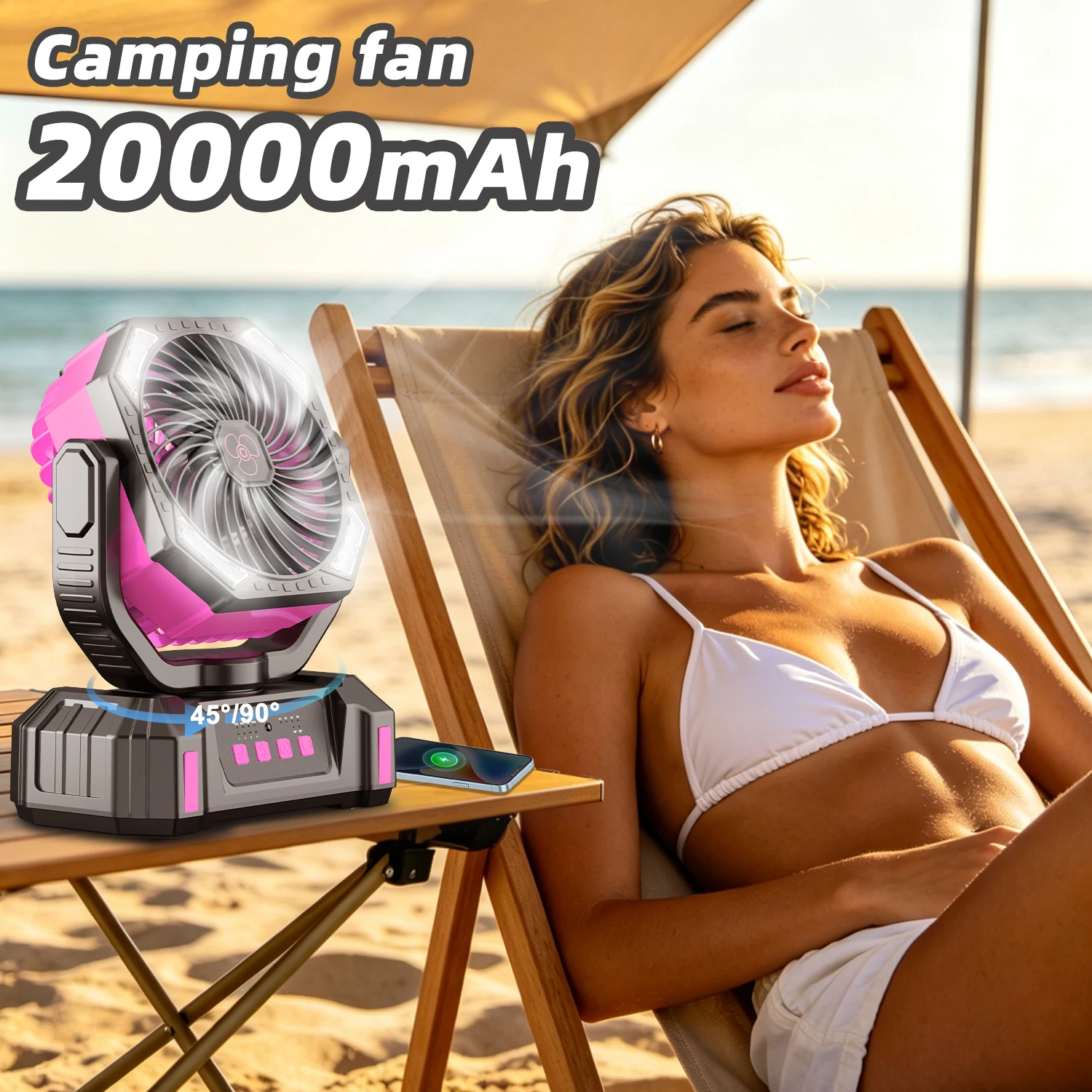Camping Fan, Portable Fan Rechargeable with 20000mAh Battery, 4 Speed Control, Fast Charging, Remote & LED Lantern for Tent, Travel, Car Camping, Camping Essentials
Camping Fan, Portable Fan Rechargeable with 20000mAh Battery, 4 Speed Control, Fast Charging, Remote & LED Lantern for Tent, Travel, Car Camping, Camping Essentials