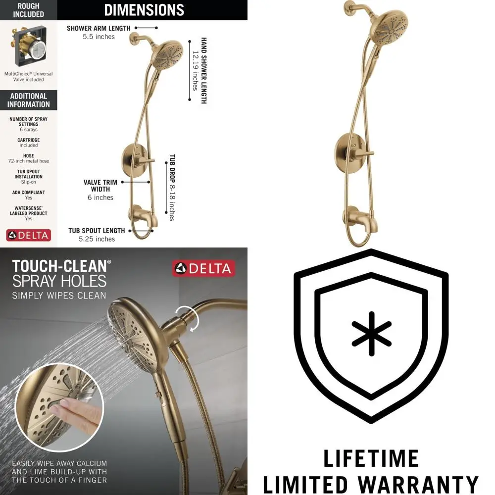 14 Series Brushed Gold Bathtub Shower Set with Champagne Bronze Handheld Shower & Trim Kit
14 Series Brushed Gold Bathtub Shower Set with Champagne Bronze Handheld Shower & Trim Kit