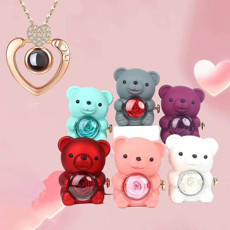 Customized Color Photo Projection Heart Necklaces With Cute Bear Rose Flower Gift Box Festival Christmas Friend Party Gifts
Customized Color Photo Projection Heart Necklaces With Cute Bear Rose Flower Gift Box Festival Christmas Friend Party Gifts