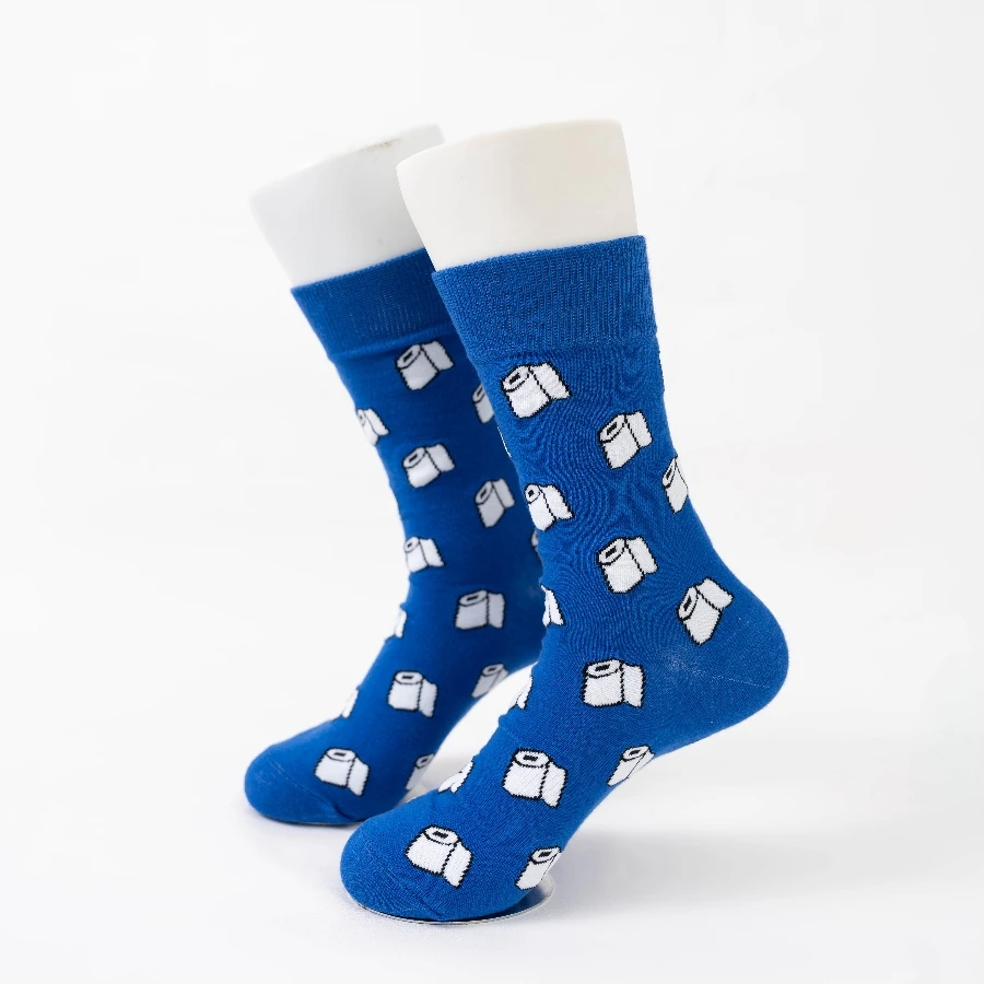 MYORED 1 pair of Autumn and winter new full print blue roll paper men's cotton socks in the tube socks fashion
MYORED 1 pair of Autumn and winter new full print blue roll paper men's cotton socks in the tube socks fashion