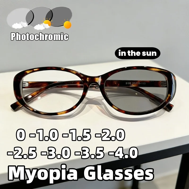 Fashionable Oval-Frame Photochromic Myopia Glasses Retro High-Definition Comfortable Eyewear for Women Diopter 0 To -4.0
Fashionable Oval-Frame Photochromic Myopia Glasses Retro High-Definition Comfortable Eyewear for Women Diopter 0 To -4.0