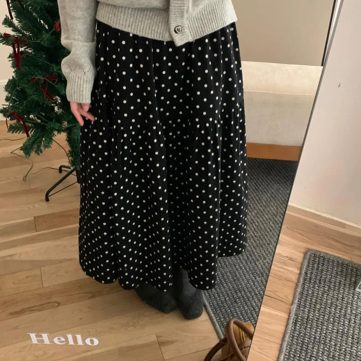 Retro Bla Polka Dot Fce Lined High Waist Thiened A-Line Skirt for Women Autumn Winter New Sle Ele Long Skirt
Retro Bla Polka Dot Fce Lined High Waist Thiened A-Line Skirt for Women Autumn Winter New Sle Ele Long Skirt