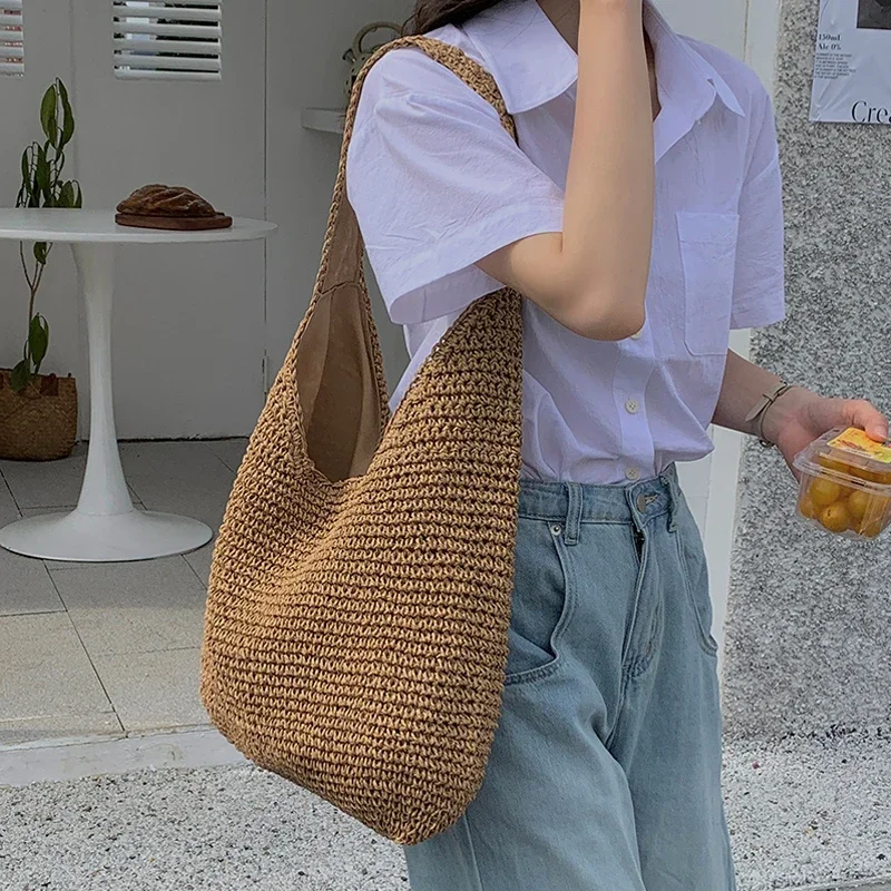 Casual Large Capacity Straw Tote Bag Paper Woven Women Shoulder Bags Handmade Summer Beach Crossbody Bag Big Shopper Purses 2023
Casual Large Capacity Straw Tote Bag Paper Woven Women Shoulder Bags Handmade Summer Beach Crossbody Bag Big Shopper Purses 2023