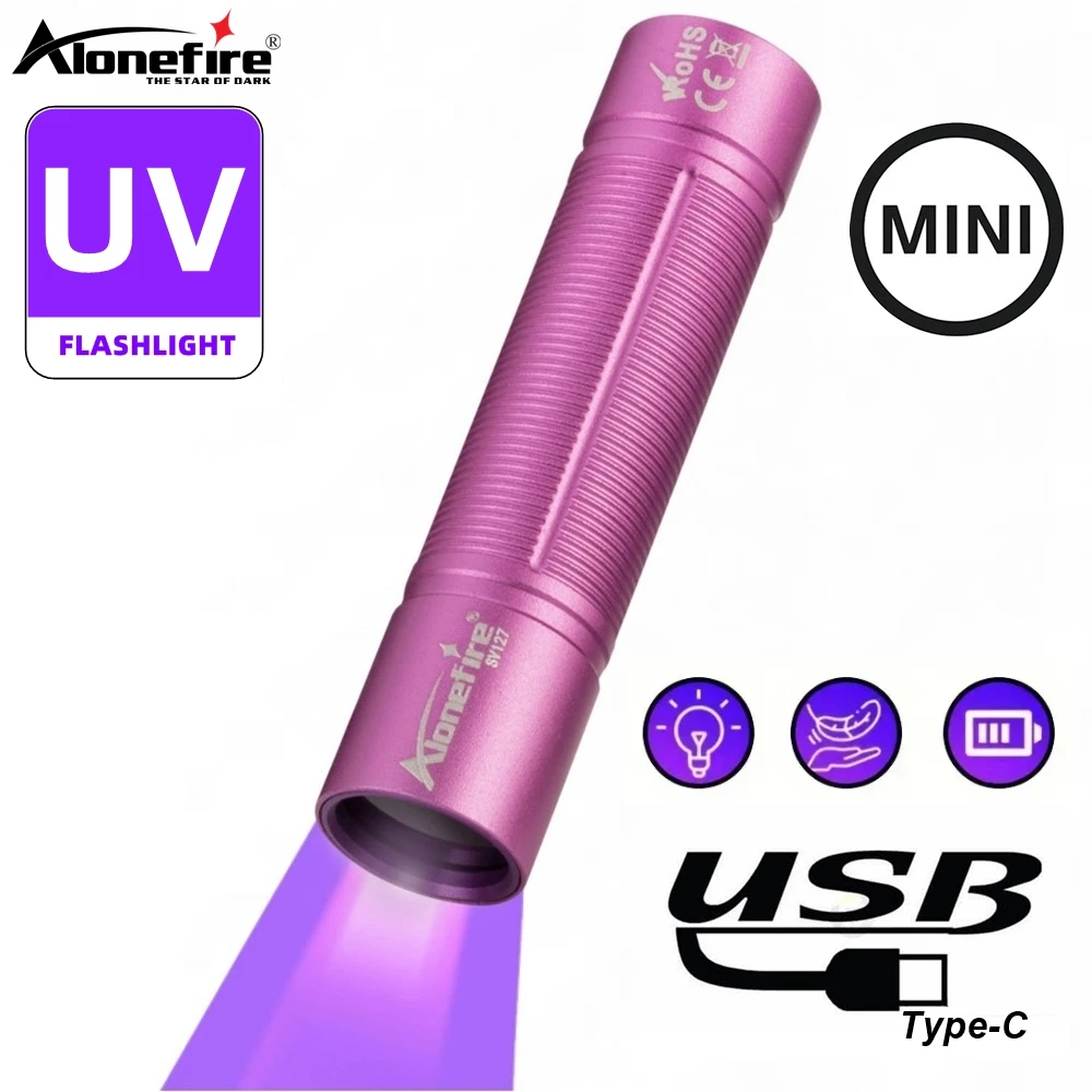 365nm/395nm Mini UV Flashlight USB Rechargeable Resin Nail polish Curing Pet Stain Tinea Invisible Ink Marker Money Light Torch
365nm/395nm Mini UV Flashlight USB Rechargeable Resin Nail polish Curing Pet Stain Tinea Invisible Ink Marker Money Light Torch