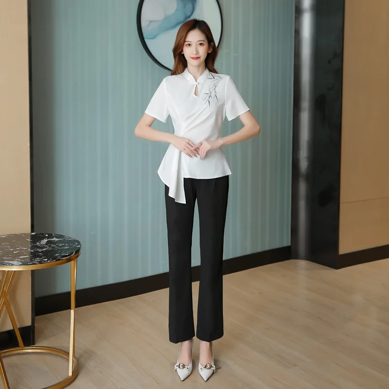 Woman Work Clothes Suit Hotel Waiter Beauty Salon Spa Massage Nail Cafe Sexy Foot Bath Sauna Technician Overall Pants Uniform
Woman Work Clothes Suit Hotel Waiter Beauty Salon Spa Massage Nail Cafe Sexy Foot Bath Sauna Technician Overall Pants Uniform