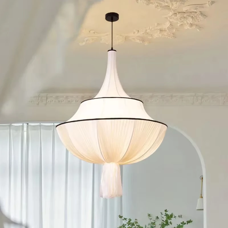Vintage French white fabric pendant light, light luxury style round iron art decor pendant light, for bedrooms, kitchens YX715BL
Vintage French white fabric pendant light, light luxury style round iron art decor pendant light, for bedrooms, kitchens YX715BL