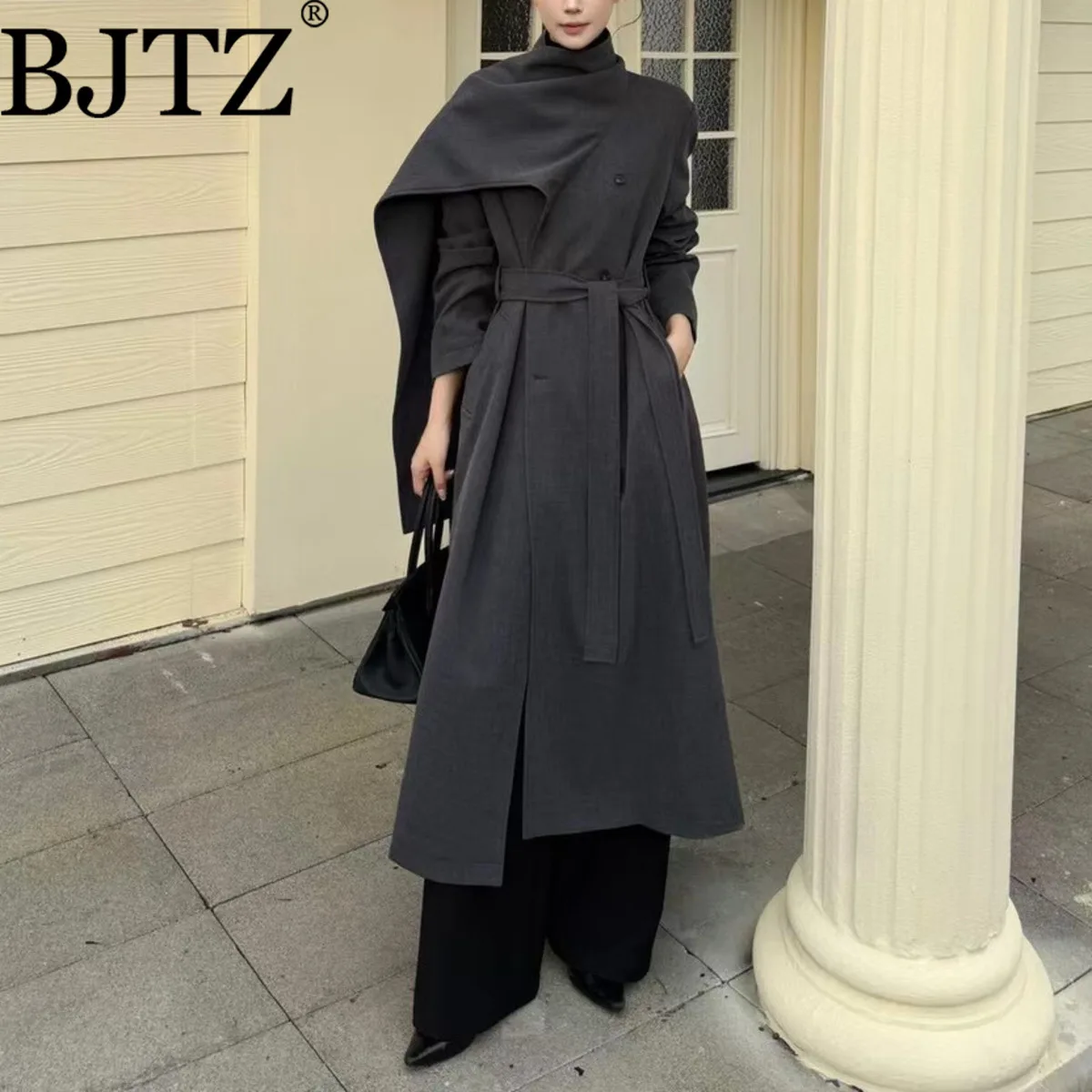 BJTZ женское утолщенное шерстяное пальто с поясом и шарфом, саржевый дизайн, осенне-зимняя шикарная рабочая одежда для поездок на работу, наряд
BJTZ женское утолщенное шерстяное пальто с поясом и шарфом, саржевый дизайн, осенне-зимняя шикарная рабочая одежда для поездок на работу, наряд