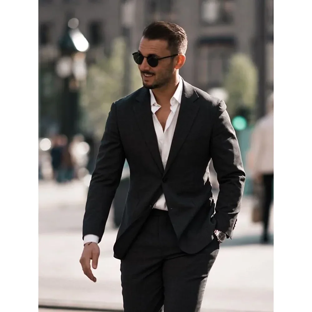 Black Classic Solid Men Suits Chic Notch Lapel Single Breasted Formal Business Casual Outfits Slim Fit Wedding Tuxedo 2 Piece
Black Classic Solid Men Suits Chic Notch Lapel Single Breasted Formal Business Casual Outfits Slim Fit Wedding Tuxedo 2 Piece