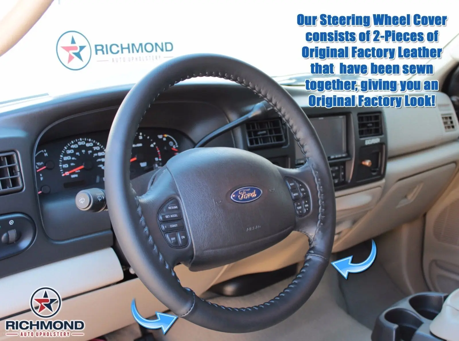 2005-2007 Ford F250 F350 Lariat Crew Quad -Leather Steering Wheel Cover Black
2005-2007 Ford F250 F350 Lariat Crew Quad -Leather Steering Wheel Cover Black