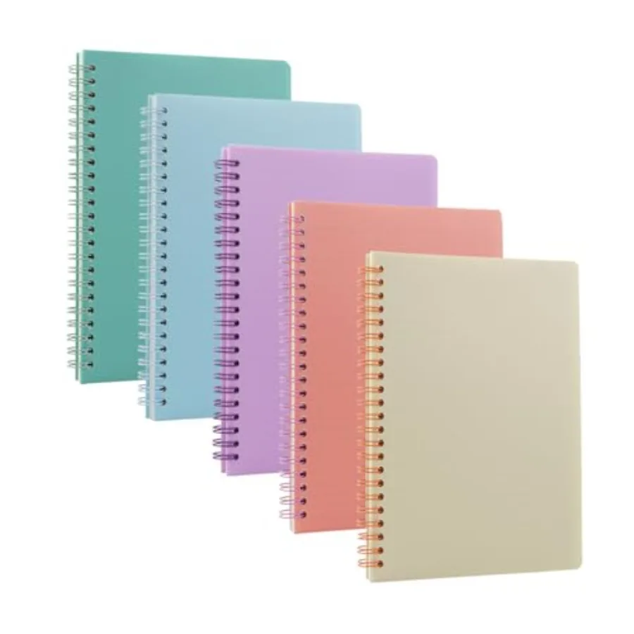 5 Pack Lined Spiral Journal Notebook for Women and Men, 8.3" x 5.7", 80 Sheets/160 Pages College Ruled Notebook, A5 Plastic Har
5 Pack Lined Spiral Journal Notebook for Women and Men, 8.3" x 5.7", 80 Sheets/160 Pages College Ruled Notebook, A5 Plastic Har