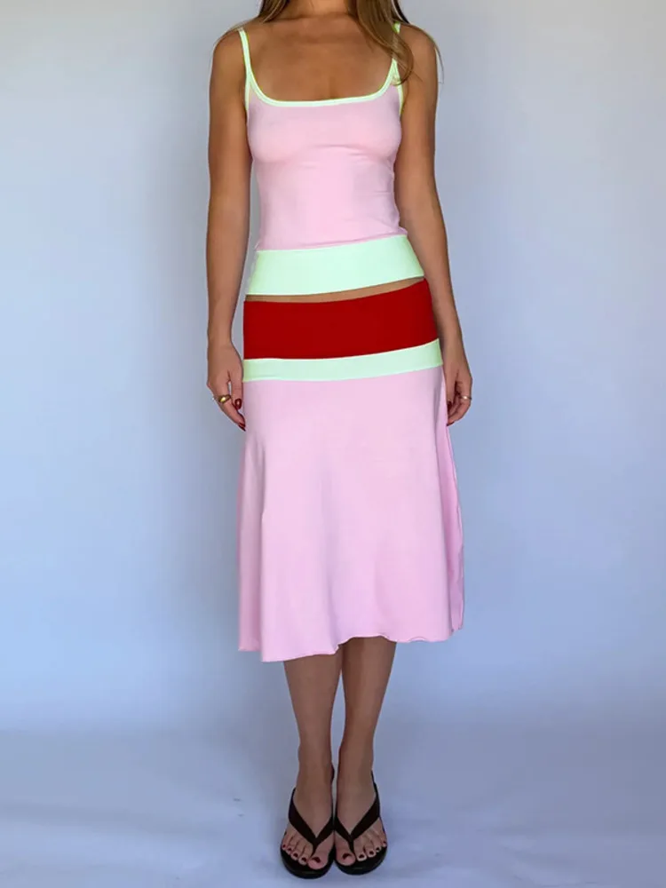 Blifanbo Constrast Color Sexy Skirt Two Pieces Sets Women Patchwork Cami Top And Slim Skirt Matching Sets Female Beach Party Set
Blifanbo Constrast Color Sexy Skirt Two Pieces Sets Women Patchwork Cami Top And Slim Skirt Matching Sets Female Beach Party Set
