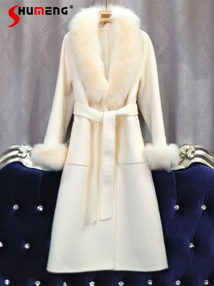 Oversized Fox Fur Reversible Cashmere Coat Female 2023 Autumn Winter New Fashion Fur White Mid-Length Long Sleeve Woolen Coats
Oversized Fox Fur Reversible Cashmere Coat Female 2023 Autumn Winter New Fashion Fur White Mid-Length Long Sleeve Woolen Coats