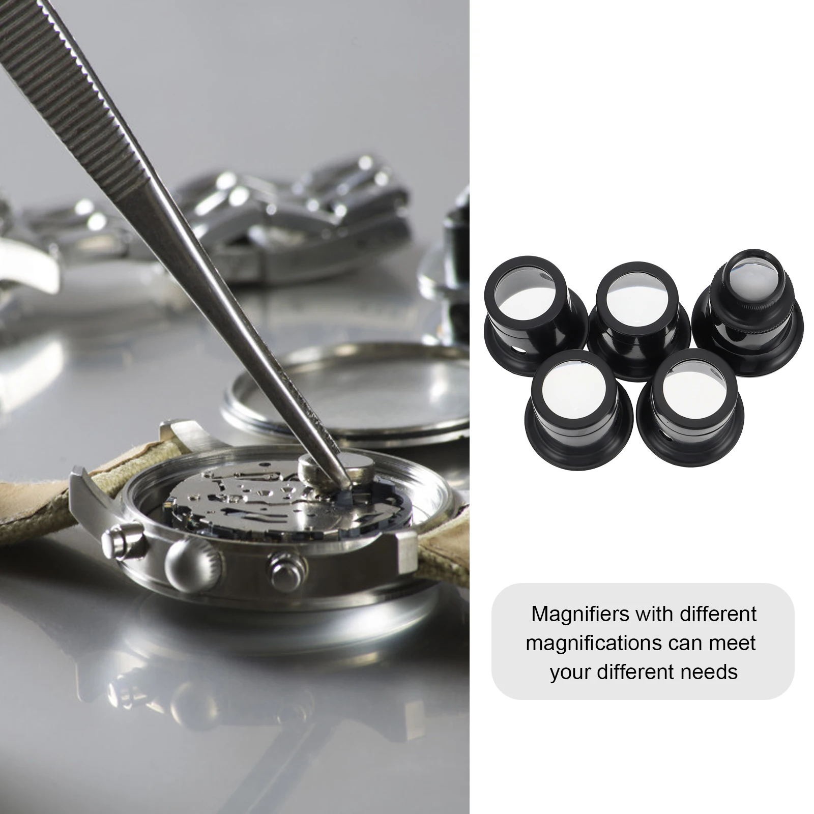 5pcs Magnifiers Glass Long Life Different Magnifications Jewelry Watch Repair Magnifiers Watch Repair Tool Pocket Size Gift 
5pcs Magnifiers Glass Long Life Different Magnifications Jewelry Watch Repair Magnifiers Watch Repair Tool Pocket Size Gift