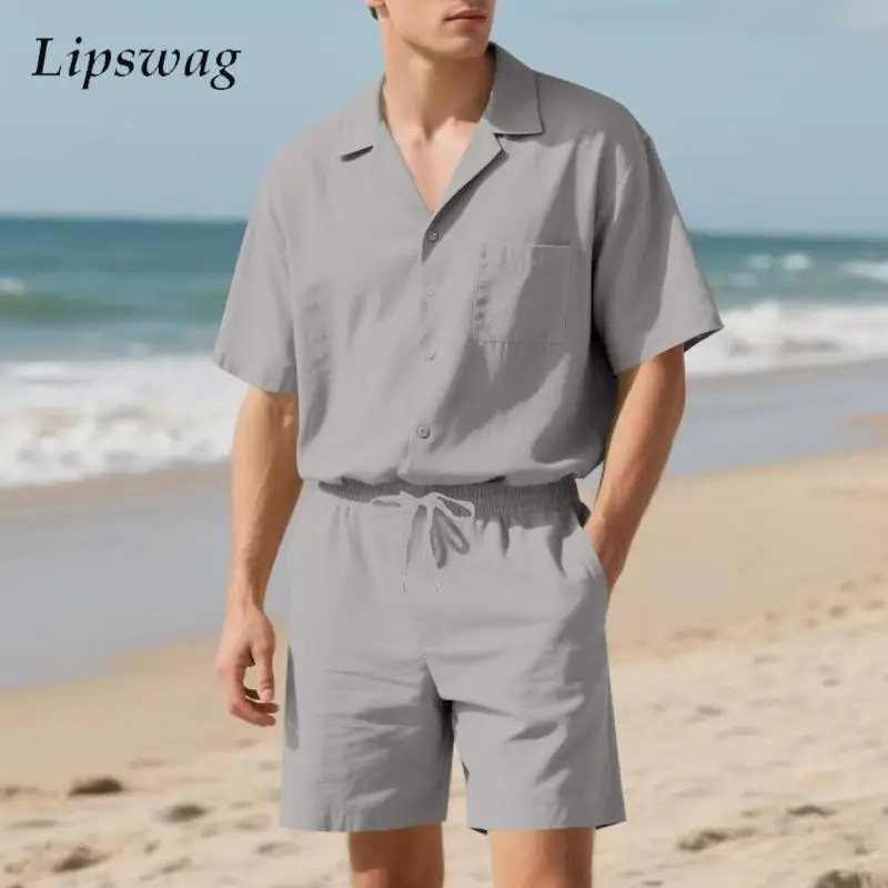 Summer Seaside Beach Casual Mens Two Pieces Sets Vintage Buttoned Lapel Short Sleeve Shirt And Shorts Outfits Men Leisure Suits
Summer Seaside Beach Casual Mens Two Pieces Sets Vintage Buttoned Lapel Short Sleeve Shirt And Shorts Outfits Men Leisure Suits