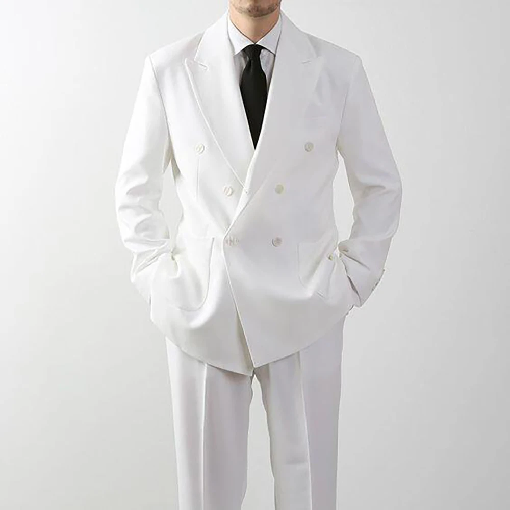Pure White Double Breasted Men Suit Two Pieces(Jacket+Pants) Lapel Outfits Chic Casual Party Prom Wedding Set
Pure White Double Breasted Men Suit Two Pieces(Jacket+Pants) Lapel Outfits Chic Casual Party Prom Wedding Set