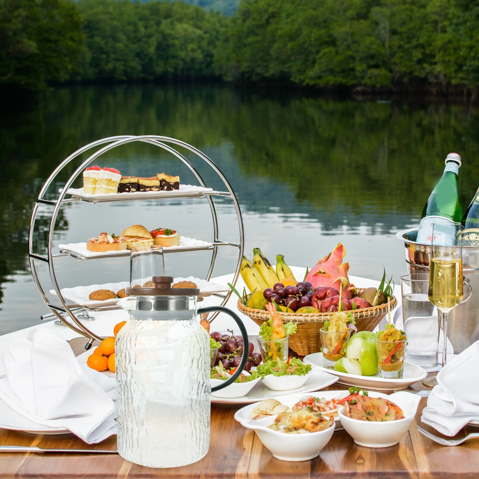 1pc Glass Wooden Water Pitcher Large Capacity Leak Proof Beverage Jug Cold Tea Pitcher for Fridge Classic Design Easy
1pc Glass Wooden Water Pitcher Large Capacity Leak Proof Beverage Jug Cold Tea Pitcher for Fridge Classic Design Easy