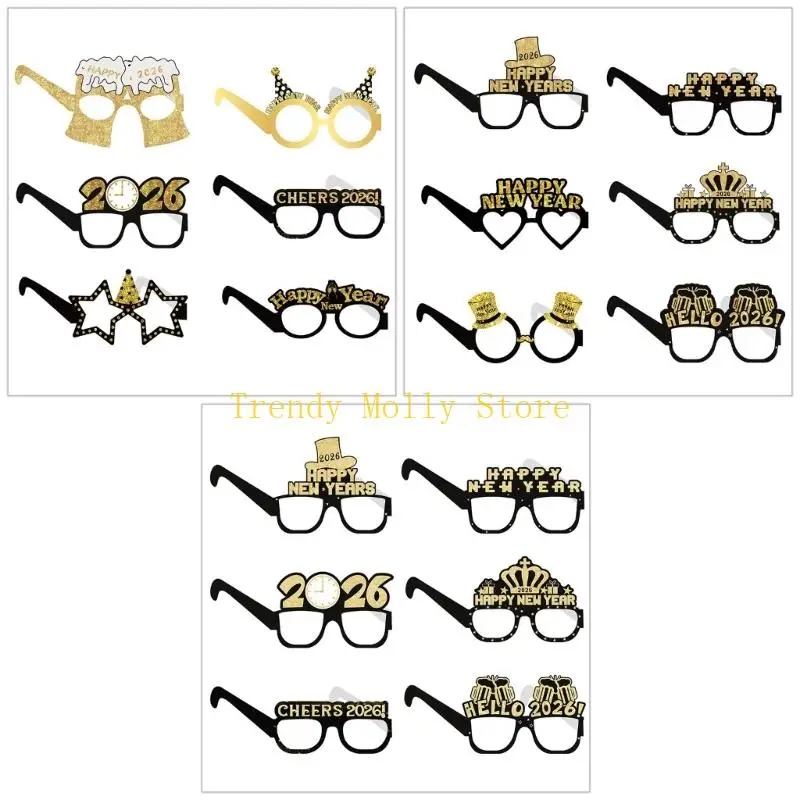 N5KB 6 шт., 2026 очки для вечеринок, легкий аксессуар для вечеринки, удобная бумага для новогодних танцев и веселых посиделок
N5KB 6 шт., 2026 очки для вечеринок, легкий аксессуар для вечеринки, удобная бумага для новогодних танцев и веселых посиделок